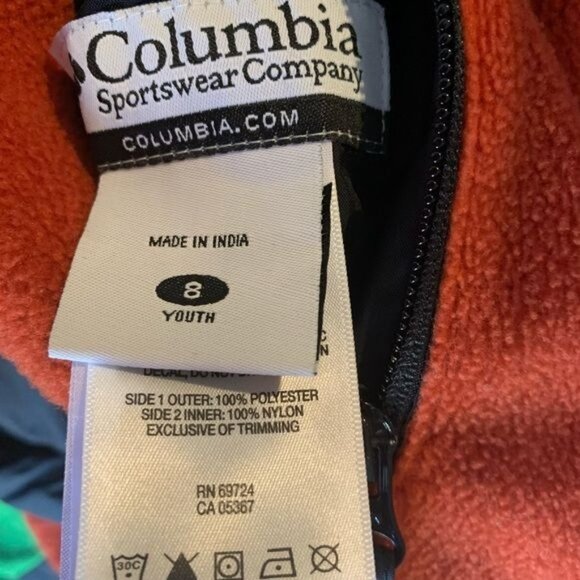 Columbia Youth Reversible Jacket Size 8 Black & Gray With Orange Fleece Liner Ho - Picture 3 of 8